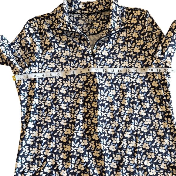 Tommy Bahama IslandZone Women's Top 1/4 Zip Short Sleeve Floral Blue Performance - Picture 5 of 7